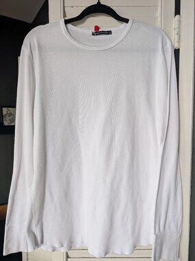 Men's National Standards White Waffle Knit Thermal Long Sleeve Shirt Size L